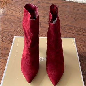 Rasberry color suede booties